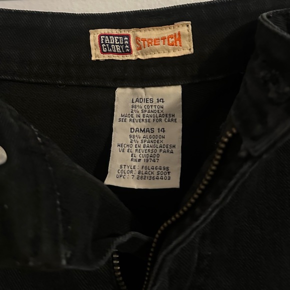 Faded Glory Black Stretch Denim Jeans | Size 14 | Cotton Straight Leg - Picture 3 of 12